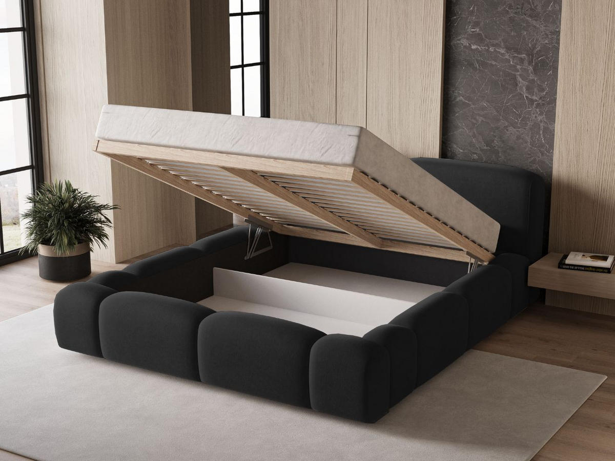 POLSTERBETT Aubi 160x200 Schwarz - Schwarz, Textil (160/200cm) - Graingold