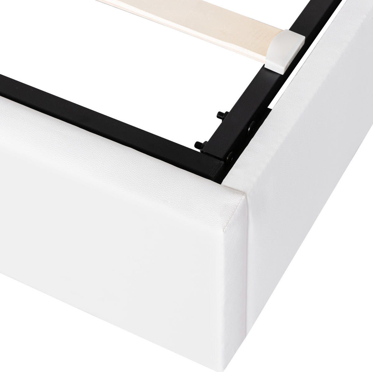 POLSTERBETT mit LED-Beleuchtung 140/190 cm mit Bettkasten und gepolstertem Kopfteil - Weiß, Kunststoff (140/190cm) - BEAOK