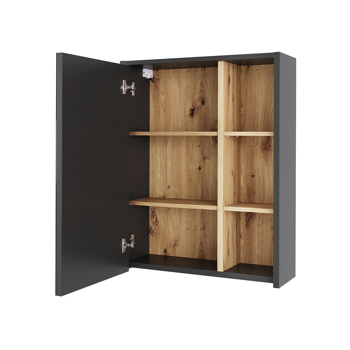 KOUPELNOVÁ SKŘÍŇKA SE ZRCADLEM Viola Grey/Artisan - šedá/dub artisan, kompozitní dřevo (60/75/18cm) - Vicco