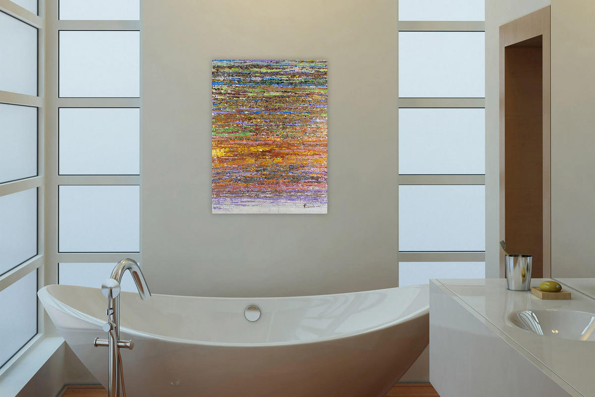 ÖLGEMÄLDE 75/100 cm - Blau/Gelb, Holz/Textil (75/100cm) - KUNSTLOFT