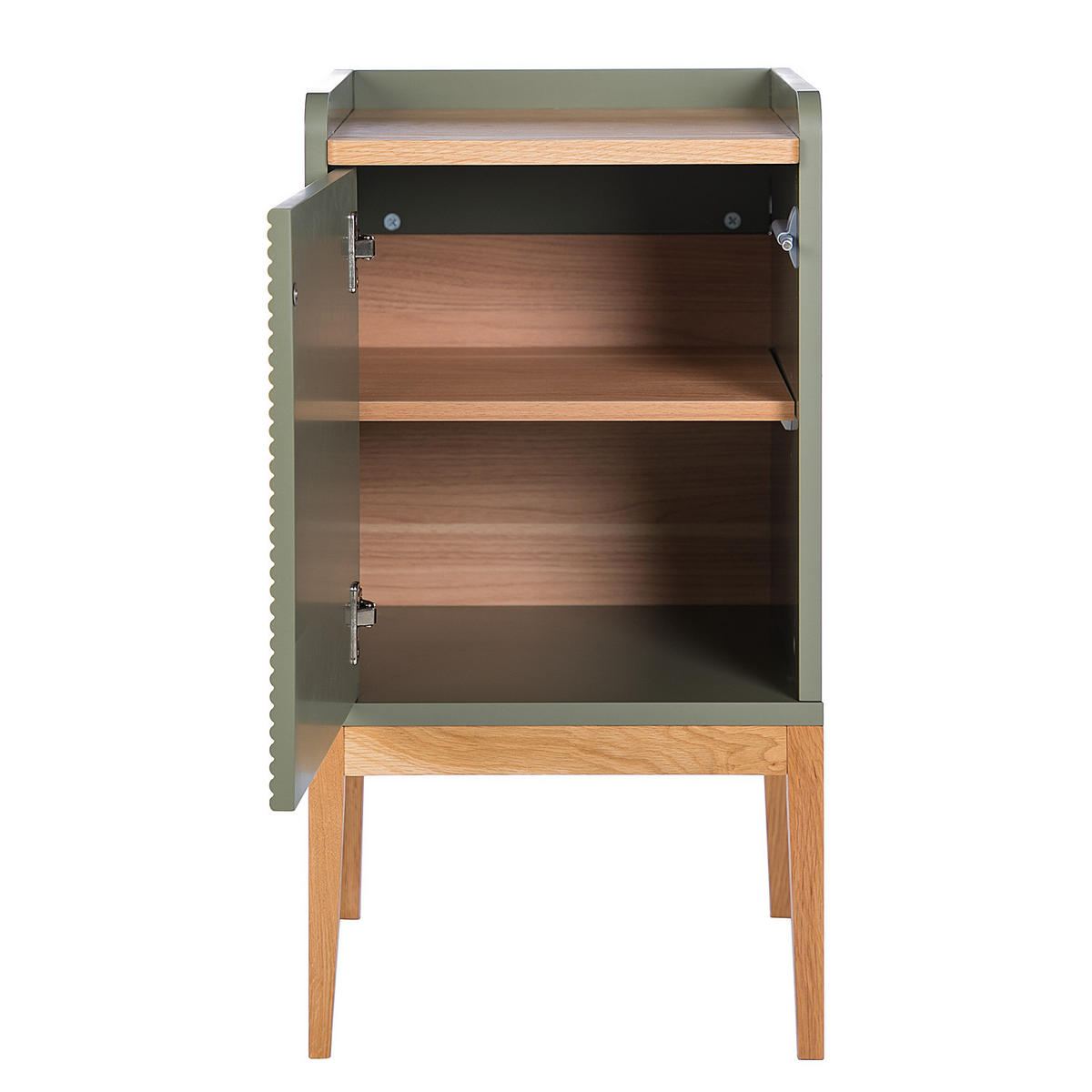 NACHTKOMMODE - Massivholz / MDF - Eichefarben/Grün, Holz/Holzwerkstoff (40/75/40cm) - home24