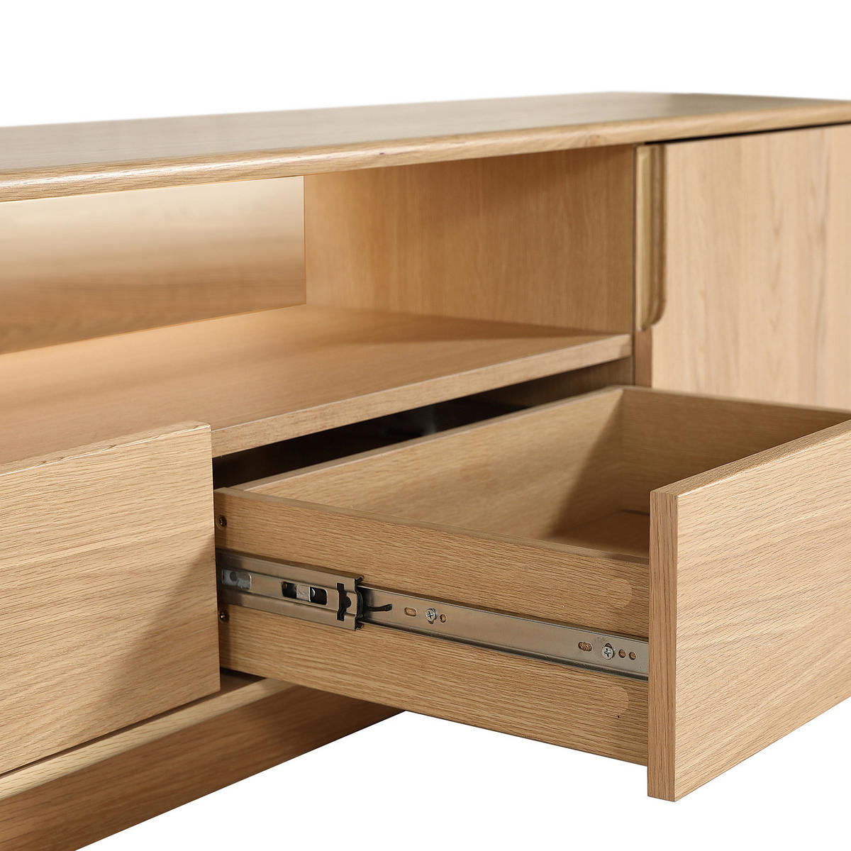 TV-LOWBOARD - Eiche teilmassiv - Eiche - Braun, Eichenholz/Holzwerkstoff (200/45/40cm) - home24