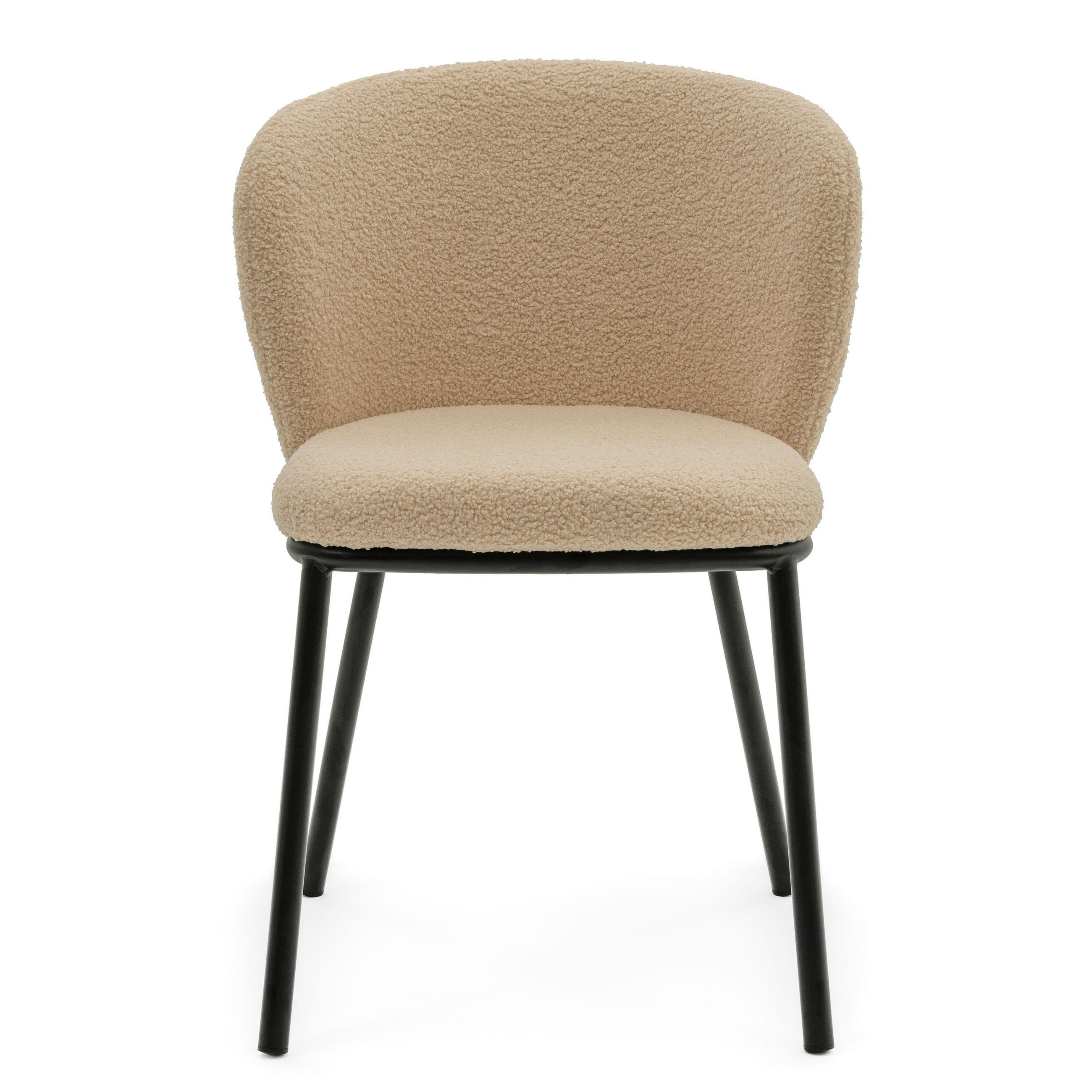 STUHL BARI gepolsterter mit Steppung - beige - Boucle - Beige/Schwarz, Textil/Metall (54/81/57cm) - NEW HOME