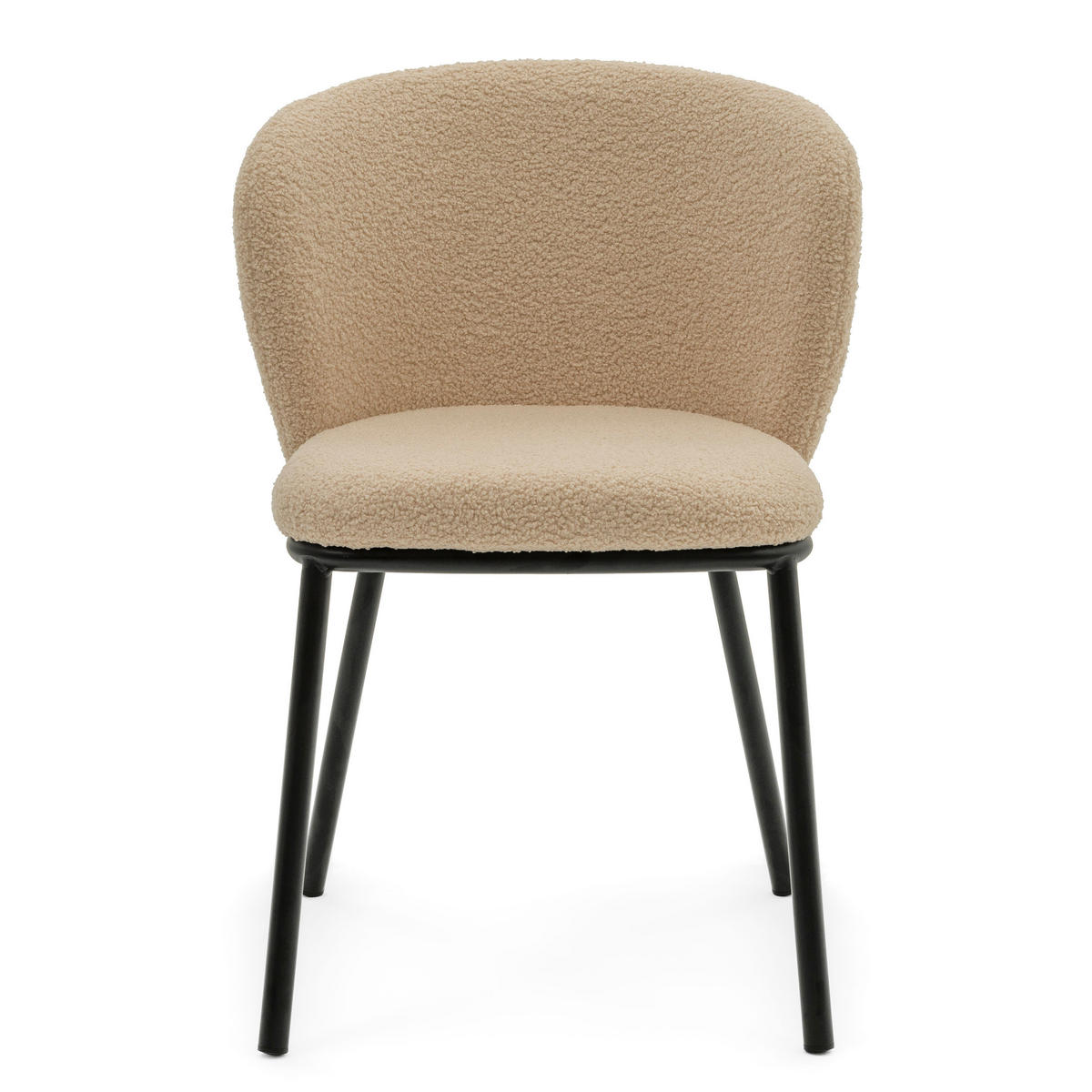 STUHL BARI gepolsterter mit Steppung - beige - Boucle - Beige/Schwarz, Textil/Metall (54/81/57cm) - NEW HOME