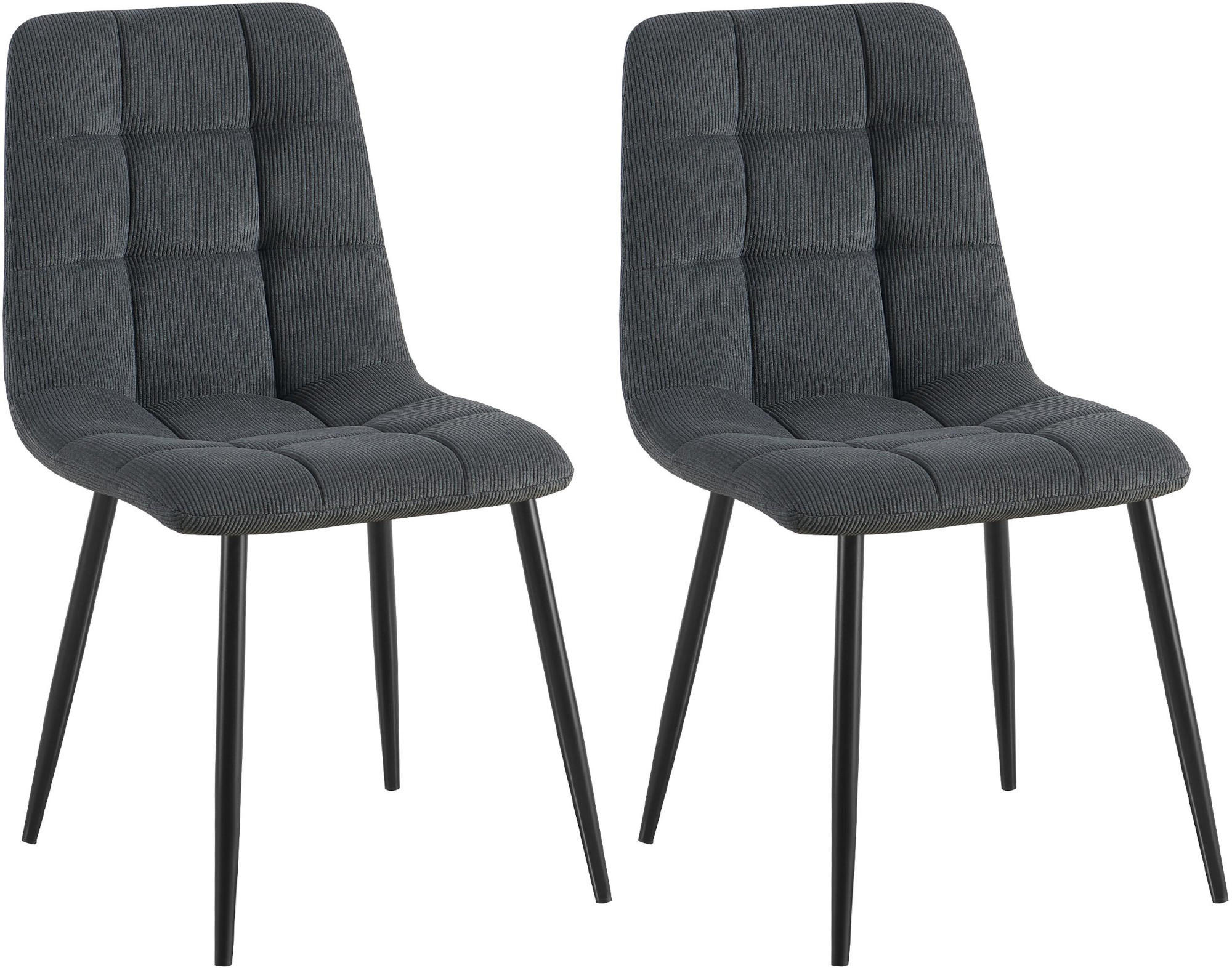 STUHL 2er Set Cord Schwarz - Schwarz, Textil/Metall (45/84/55cm) - CLP
