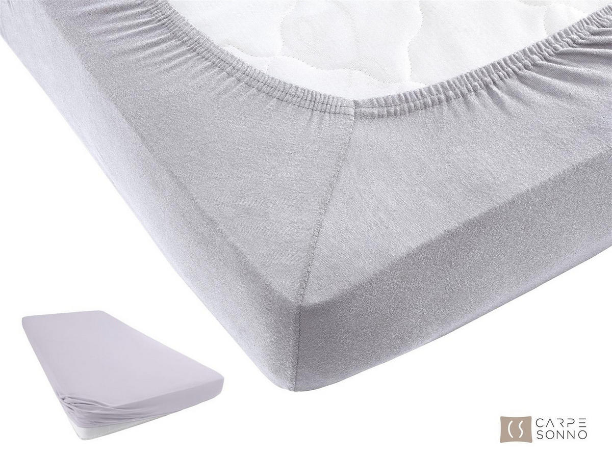 SPANNBETTLAKEN Heavy Jersey aus 100% Baumwolle, Bettlaken 160x200 Silber - Silberfarben, Textil (160/200cm) - Carpe Sonno