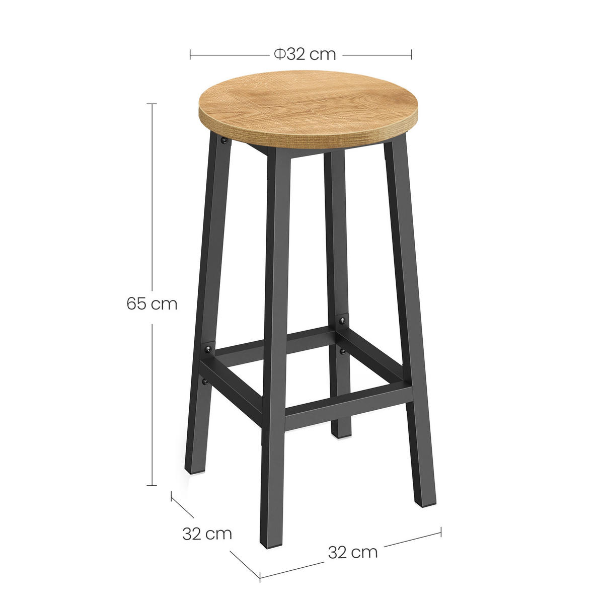 BARHOCKER in Eiche und Schwarz Beine - Eichefarben/Schwarz, Holzwerkstoff (32/65/32cm) - Home Collective