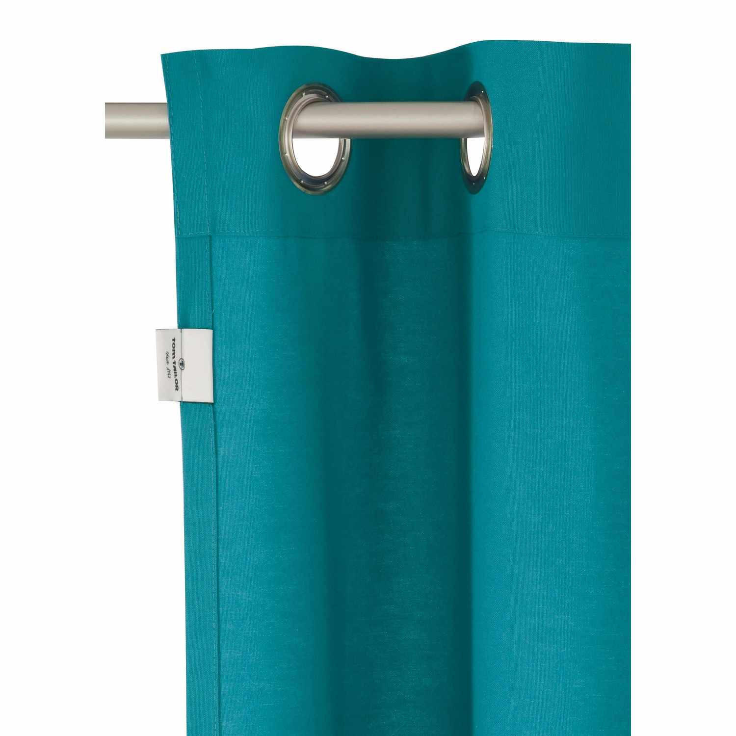 ÖSENVORHANG DOVE Blickdicht - Petrol, Textil (140/0.5/245cm) - Tom Tailor
