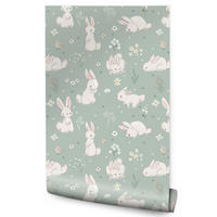 VLIESTAPETE Häschen, Vögel und Blüten – Mint, Rosa, Weiß – 50x1000 cm - Rosa/Weiß, Papier (50/1000cm) - Muralo