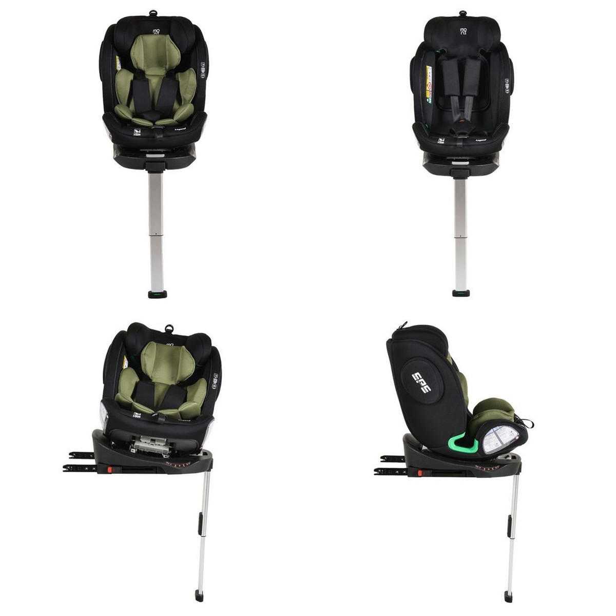 KINDERSITZ Legend i-Size grün (40-150cm) Isofix 360 Grad-Drehung Stützbein SPS - Grün, Kunststoff (46/60/50cm) - Moni
