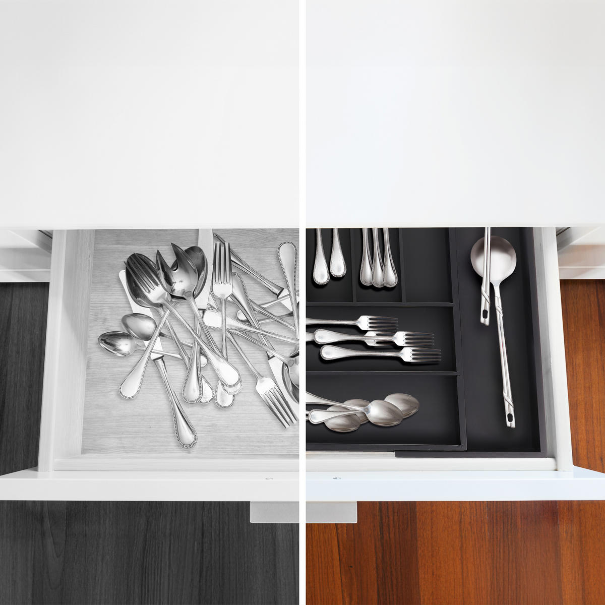 BESTECKKASTEN - Schwarz, Holz/Holzwerkstoff (33.5/5/44.5cm) - Relaxdays