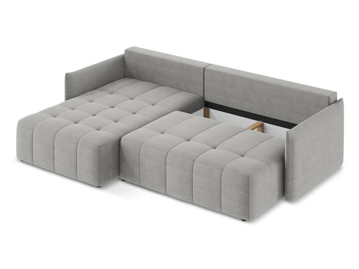 ECKSOFA Chenille Stoff Grün - Schwarz/Grün, Holzwerkstoff/Kunststoff (251/251cm) - Makamii