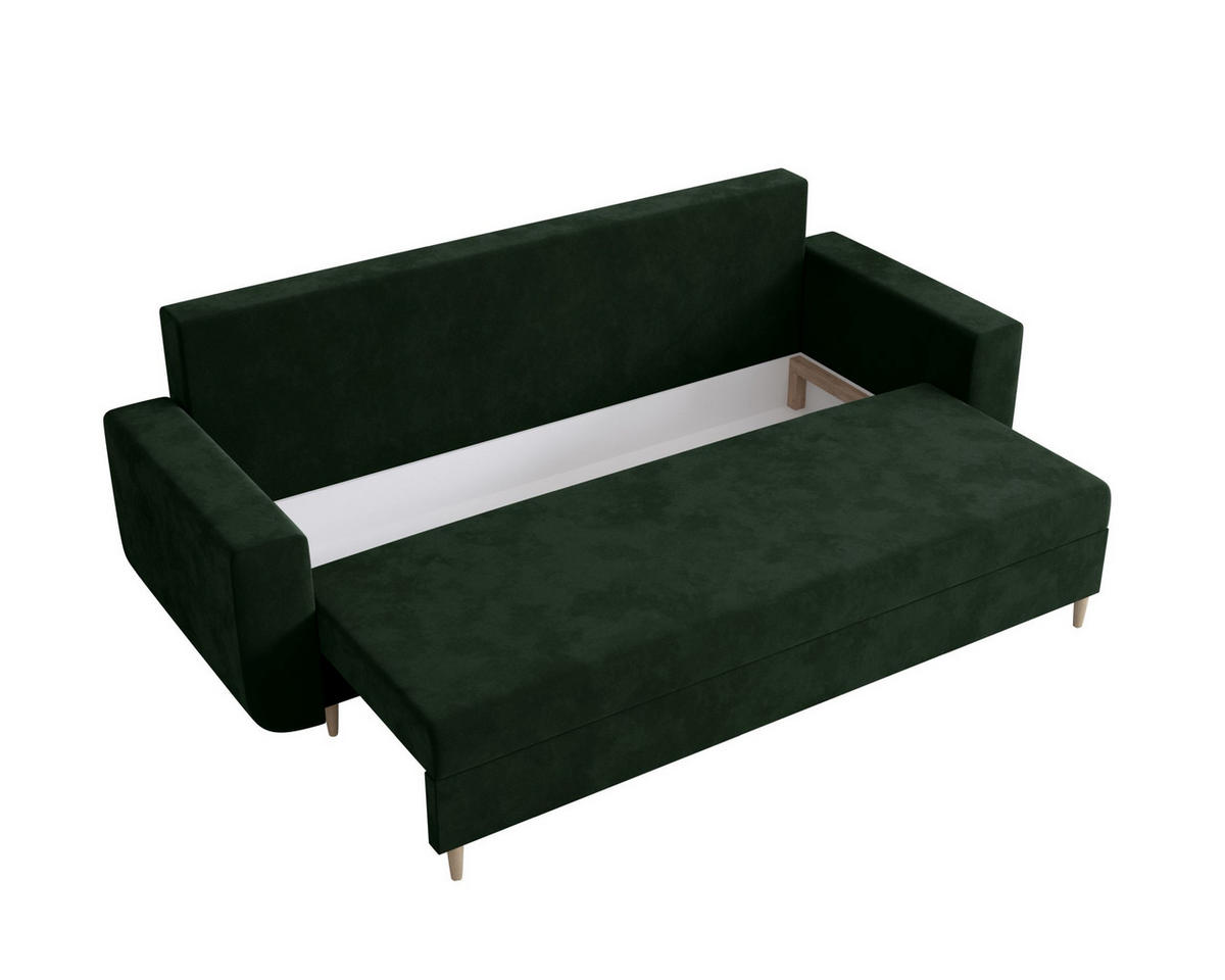 SOFA DELFIN mit Schlaffunktion ITAKA 10 Sofa mit Stauraum - Dunkelgrün, Textil (90/88/240cm) - Bedante