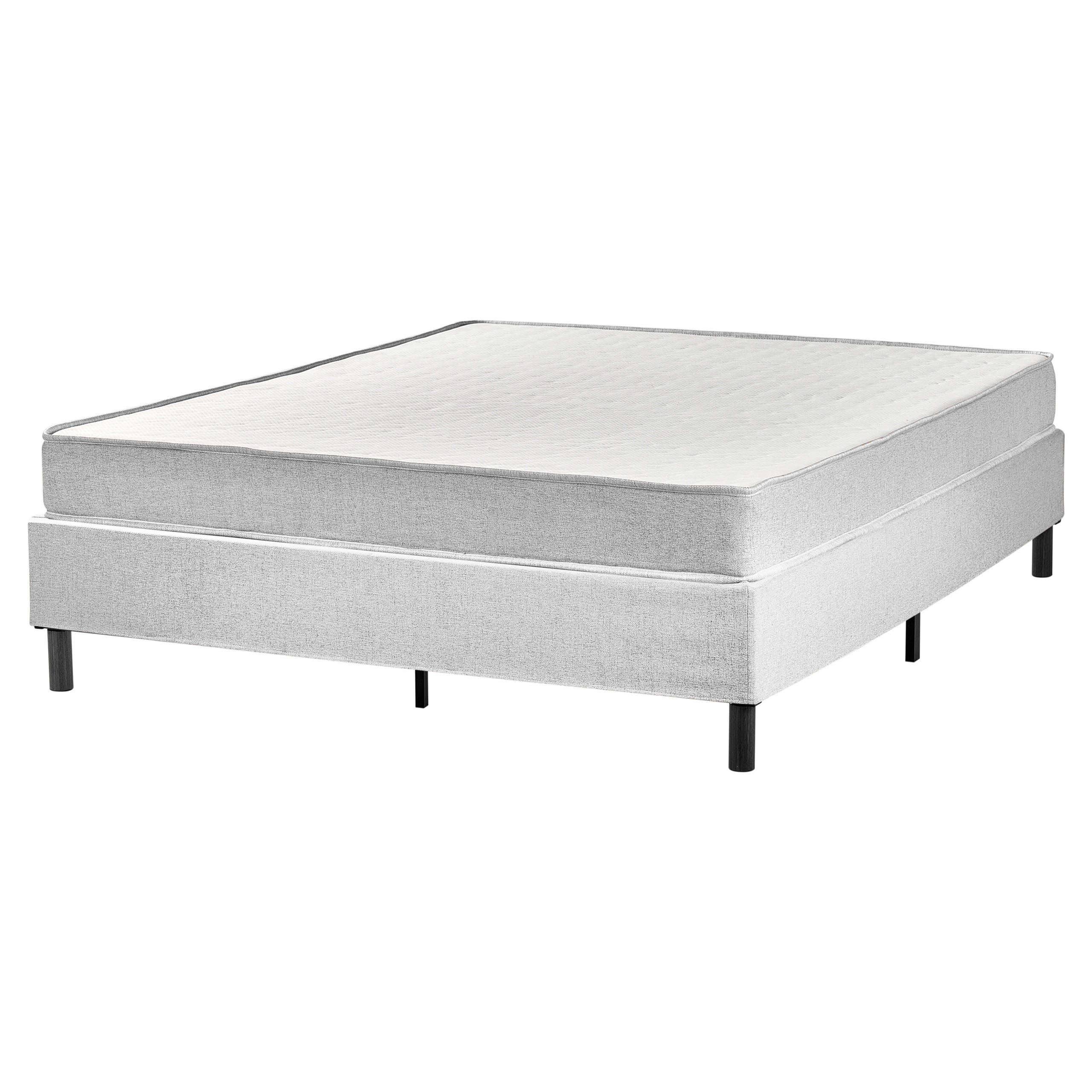 BOXSPRINGBETT 160/200 cm Hellgrau Countess - Hellgrau/Braun, Textil (160/200cm) - Beliani