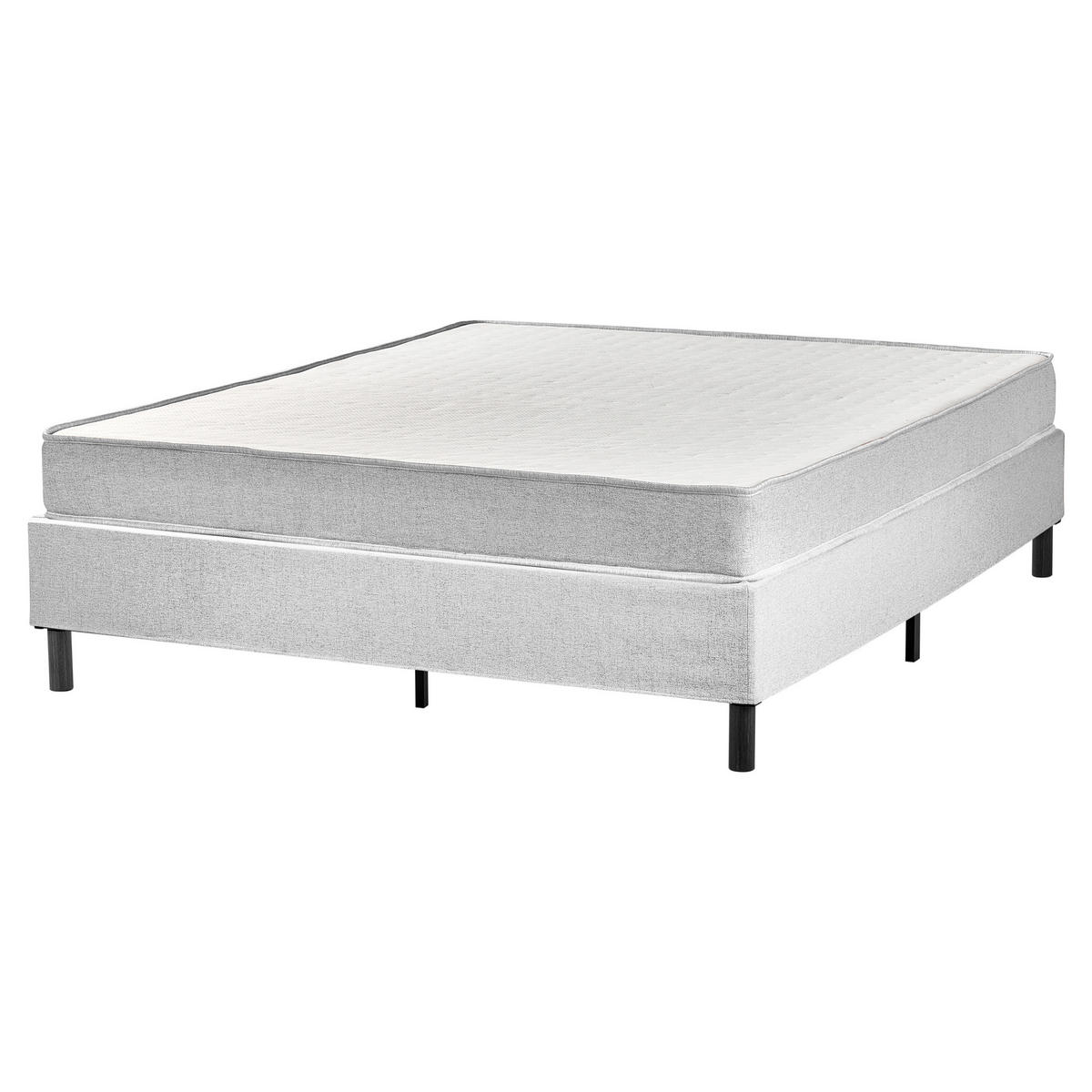 BOXSPRINGBETT 160/200 cm Hellgrau Countess - Hellgrau/Braun, Textil (160/200cm) - Beliani