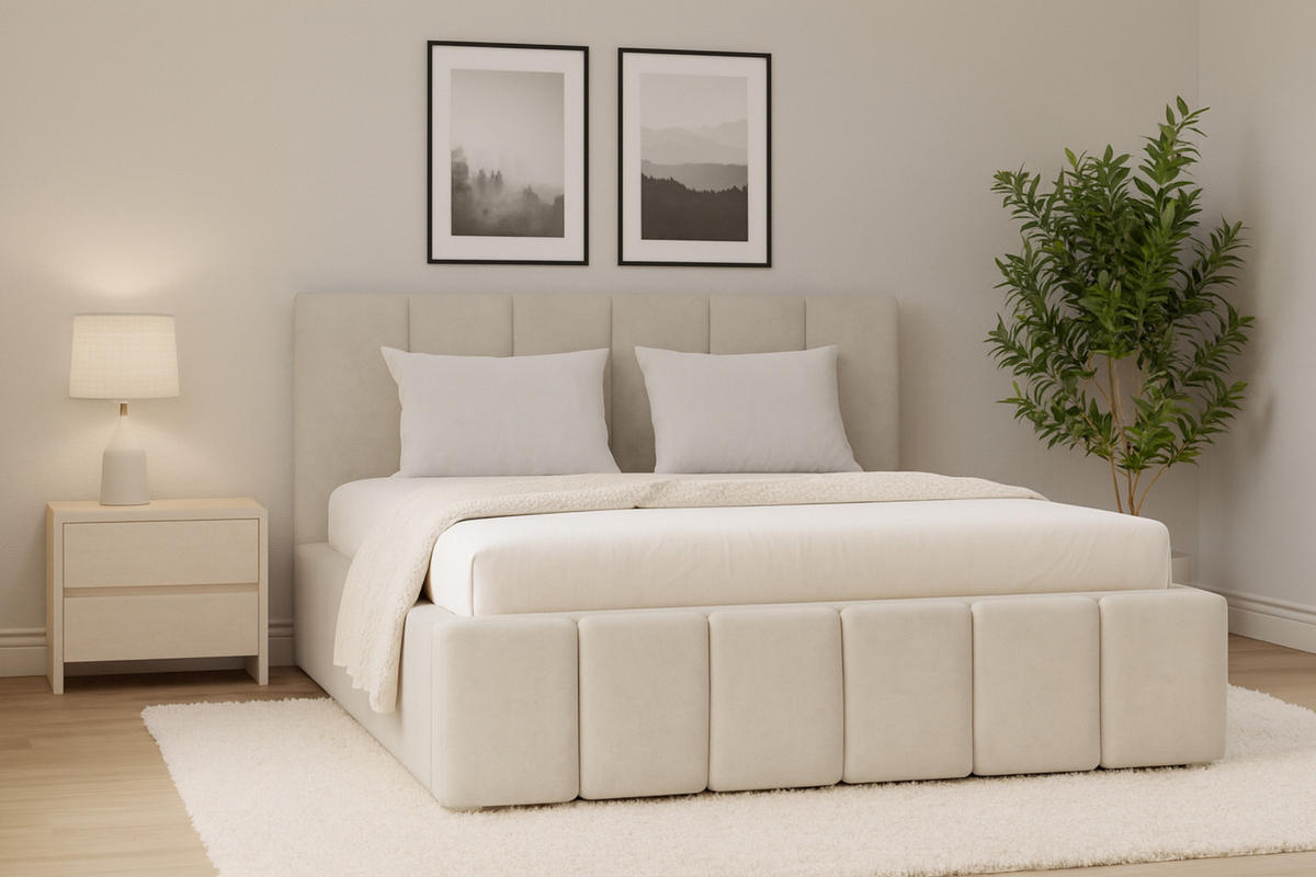 POLSTERBETT MEGAN 160/200 in Velours Beige - Beige, Holz/Holzwerkstoff (160/200cm) - Deine Möbel 24