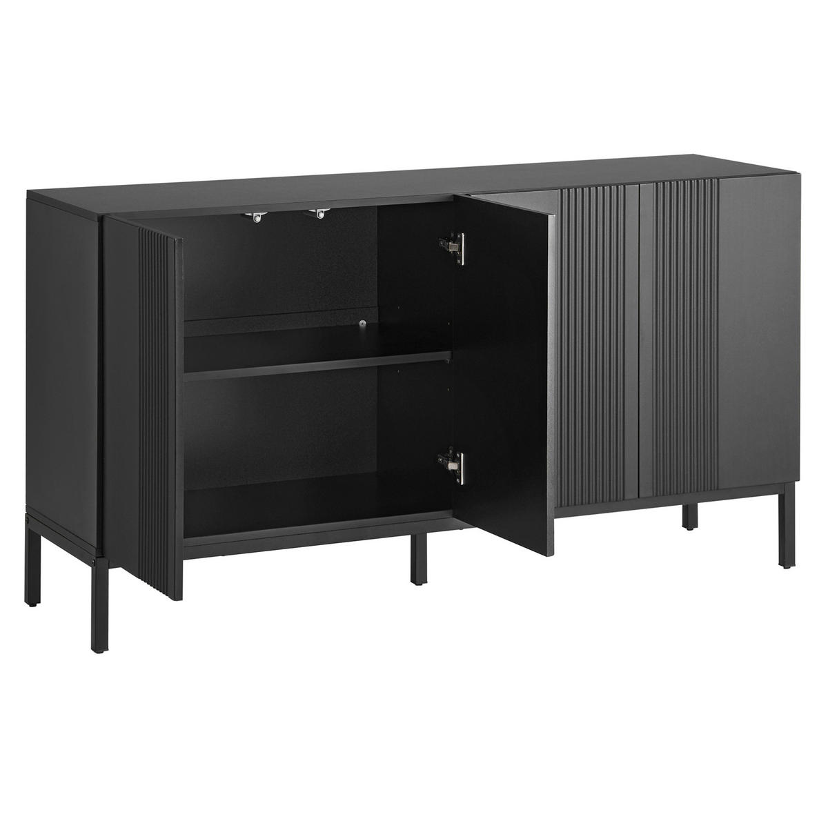KOMODA MDF 36/61,5 cm černá, bez úchytek - černá, kompozitní dřevo (145/80/41.5cm) - BEAOK