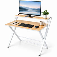 PISAĆI STOL Bijeli sklopivi - bijela, drvni materijal/metal (56/70/82cm) - Relaxdays