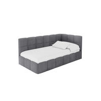 EINZELBETT Jugendbett mit Bettkasten Links, ohne Matratze - LIVY 100x200 Dunkelgrau - Dunkelgrau, Holzwerkstoff/Textil (100/200cm) - ALTDECOR