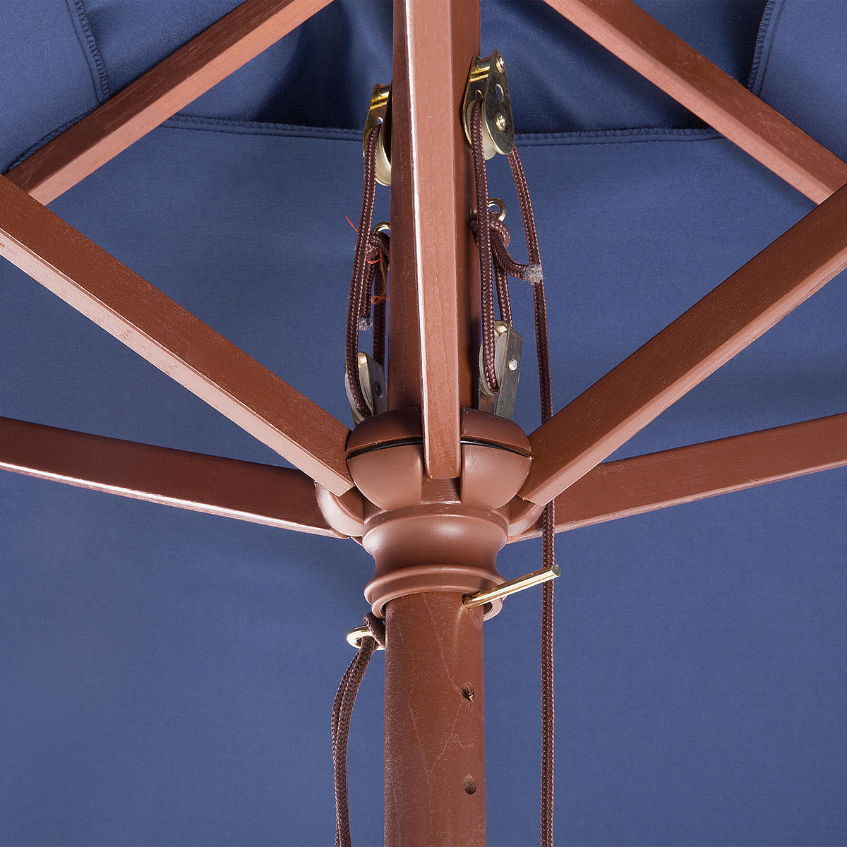 SONNENSCHIRM marineblau 195/144/244 cm Flamenco - Blau/Dunkelbraun, Textil (195/144cm) - Beliani