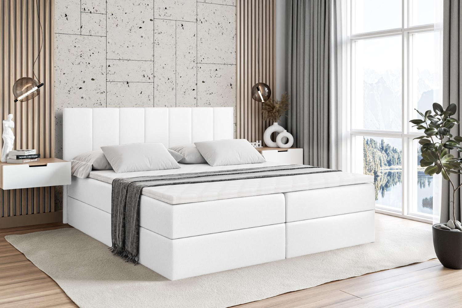 BOXBETT mit Matratze H3 und Lattenrost - MOETI - 120x200 cm Weiß Hochglanz - Weiß Hochglanz, Holzwerkstoff (120/200cm) - ALTDECOR