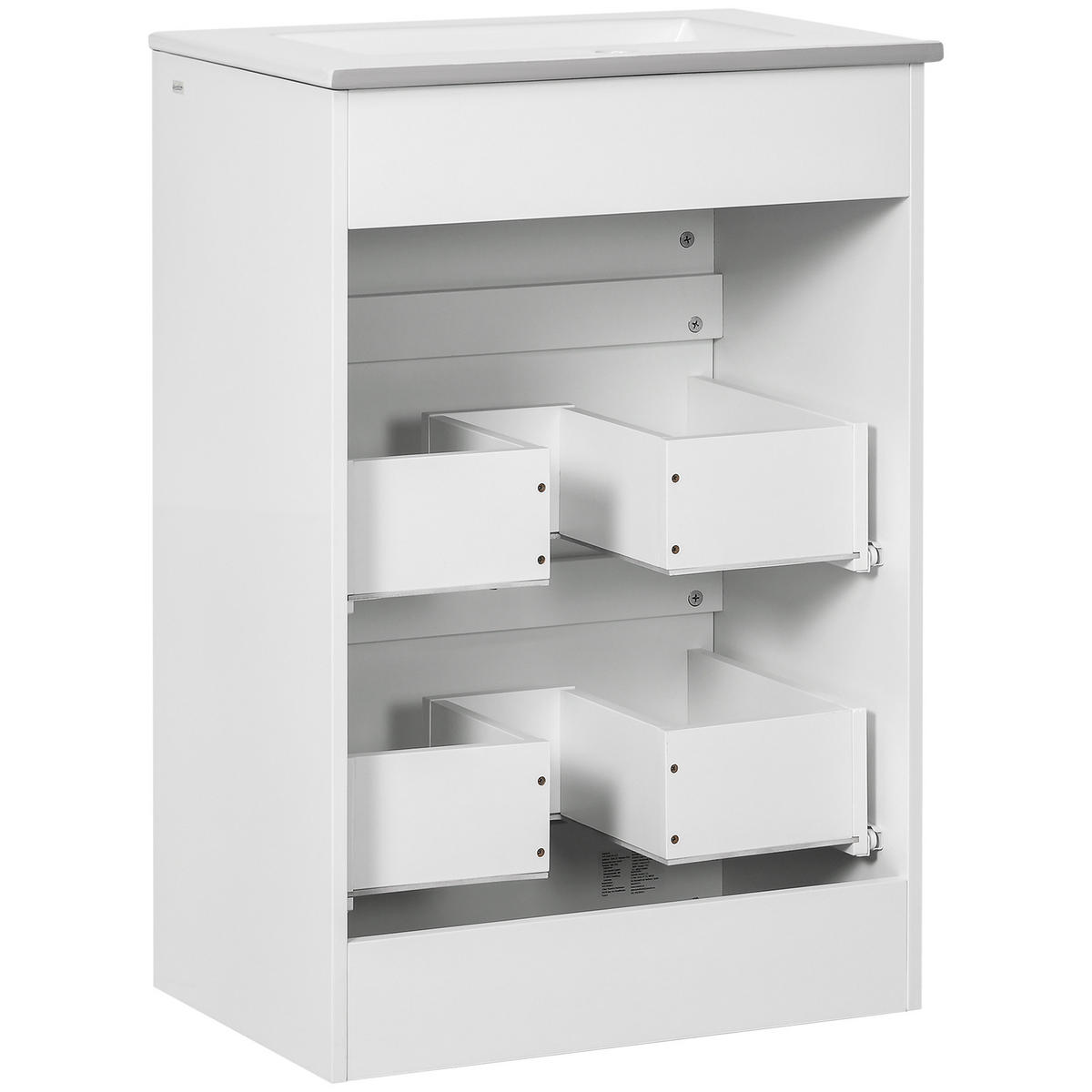 WASCHBECKENUNTERSCHRANK DE-15873 mit Waschtisch Weiß - Weiß, Holzwerkstoff (61/88/37cm) - ComfortXL