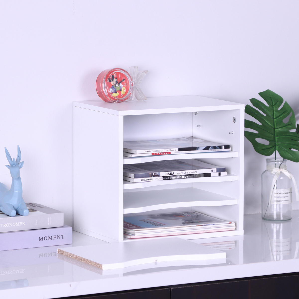 DOKUMENTENABLAGE - Weiß, Holzwerkstoff (25/35.5/33cm) - Relaxdays
