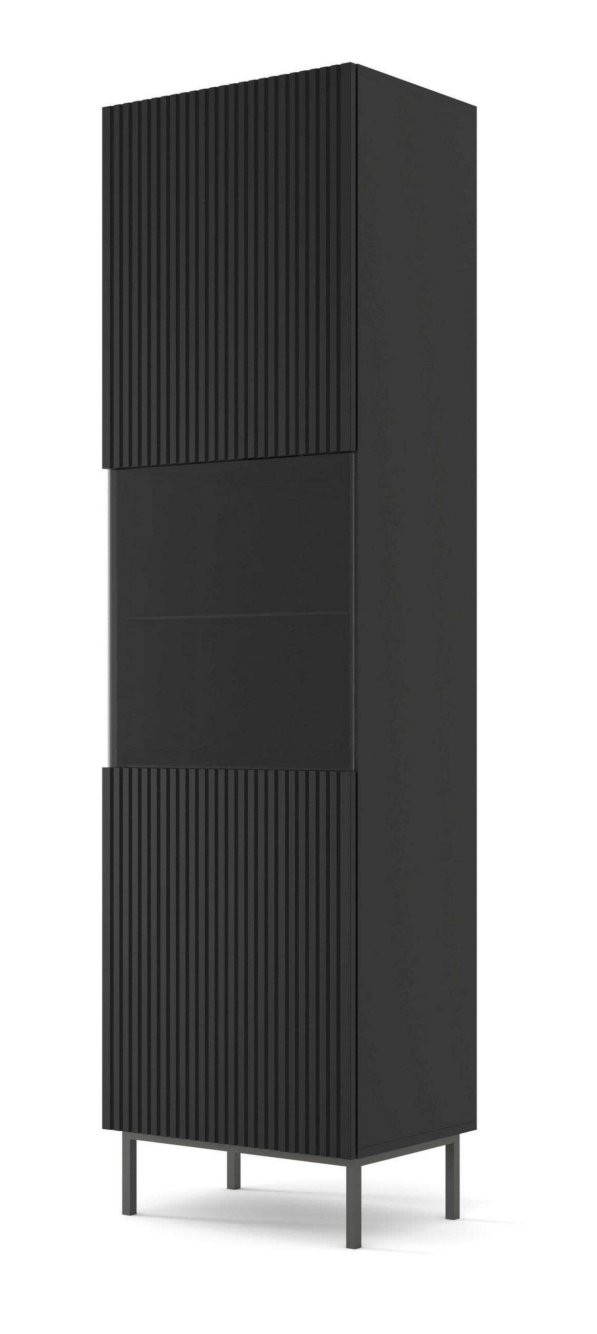 VITRINENSCHRANK SCHWARZ - Schwarz, Holzwerkstoff (60/217/42cm) - FURNLUX