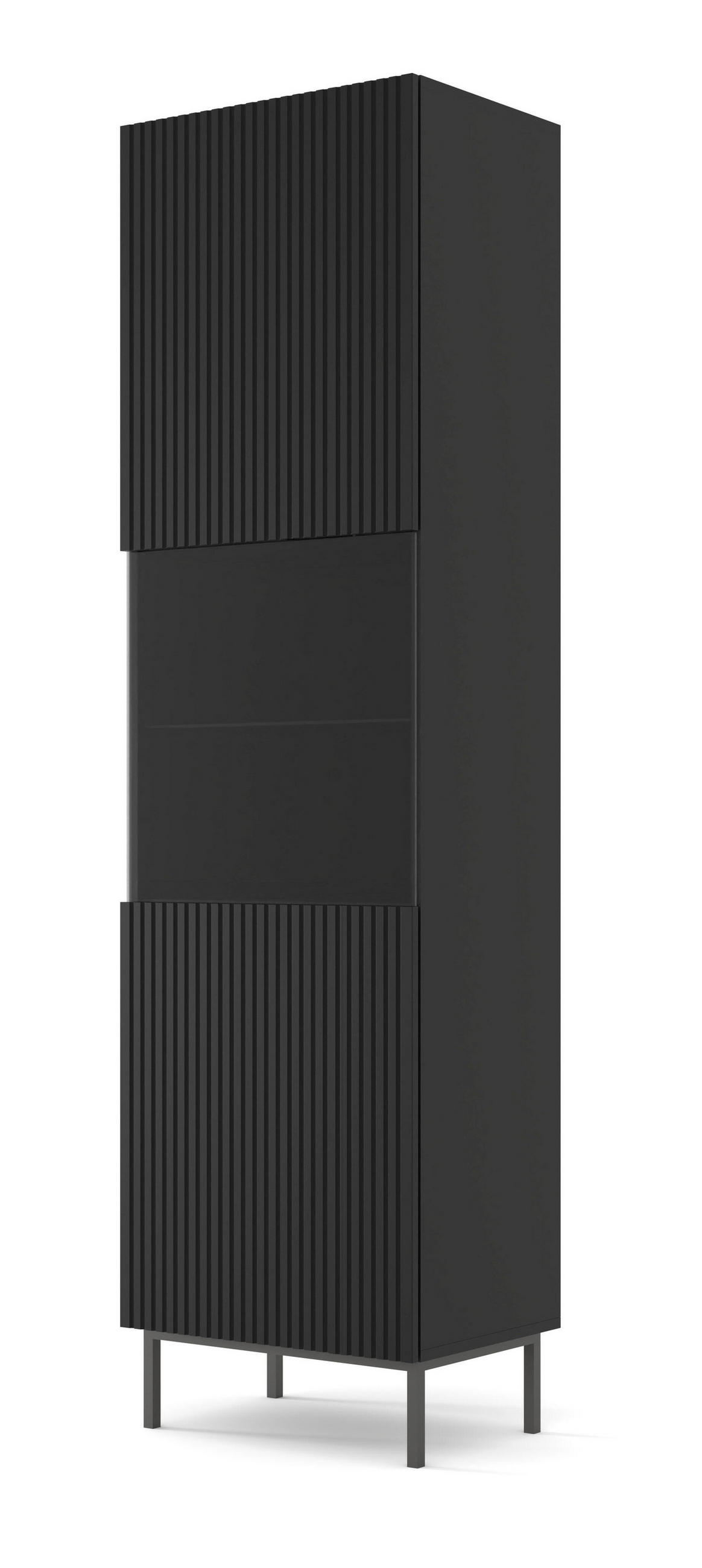 VITRINENSCHRANK SCHWARZ - Schwarz, Holzwerkstoff (60/217/42cm) - FURNLUX