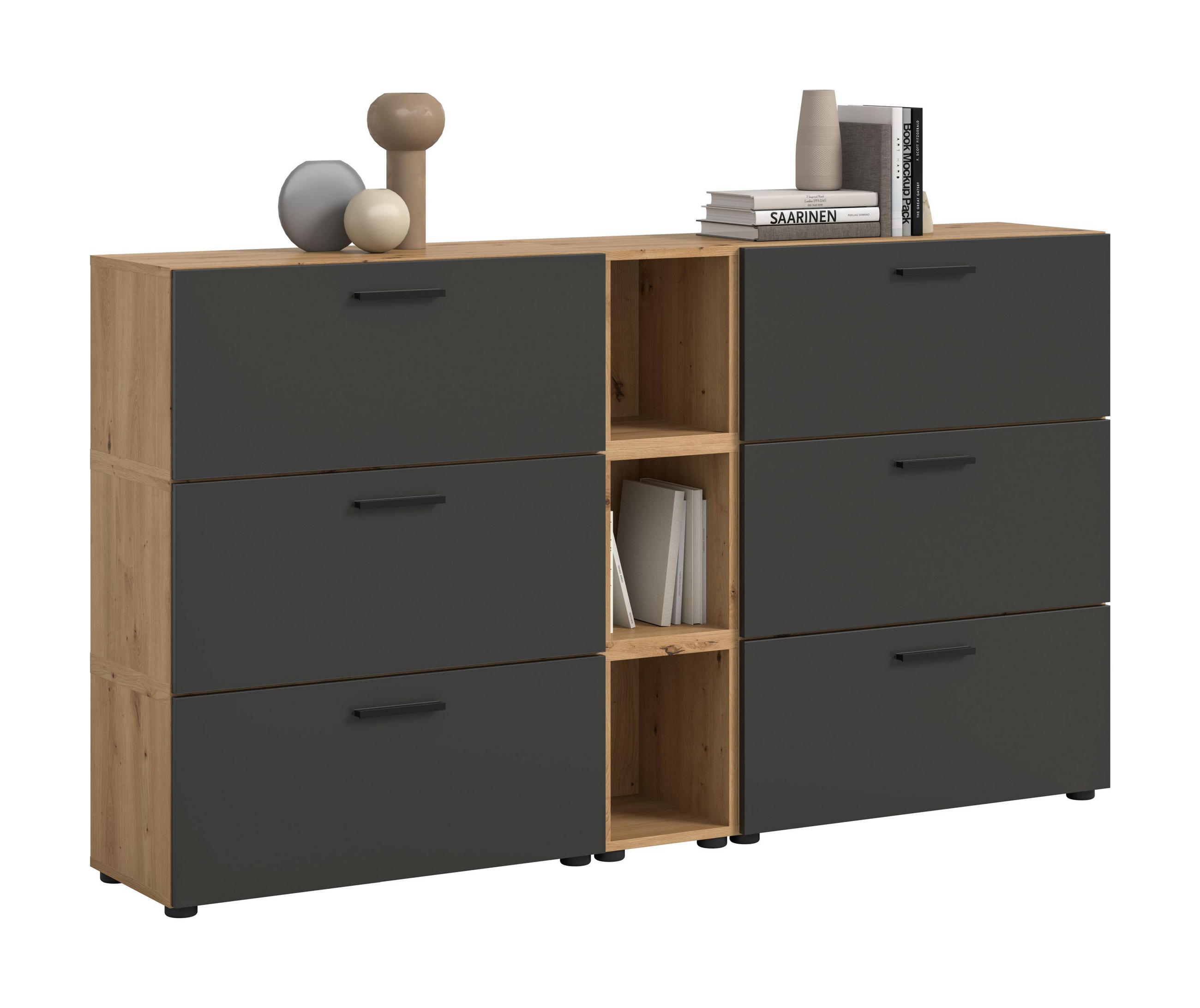 WOHNWAND The One Basalt grau 176/34/99 cm - Braun, Holzwerkstoff (176/99/34cm) - Xonox