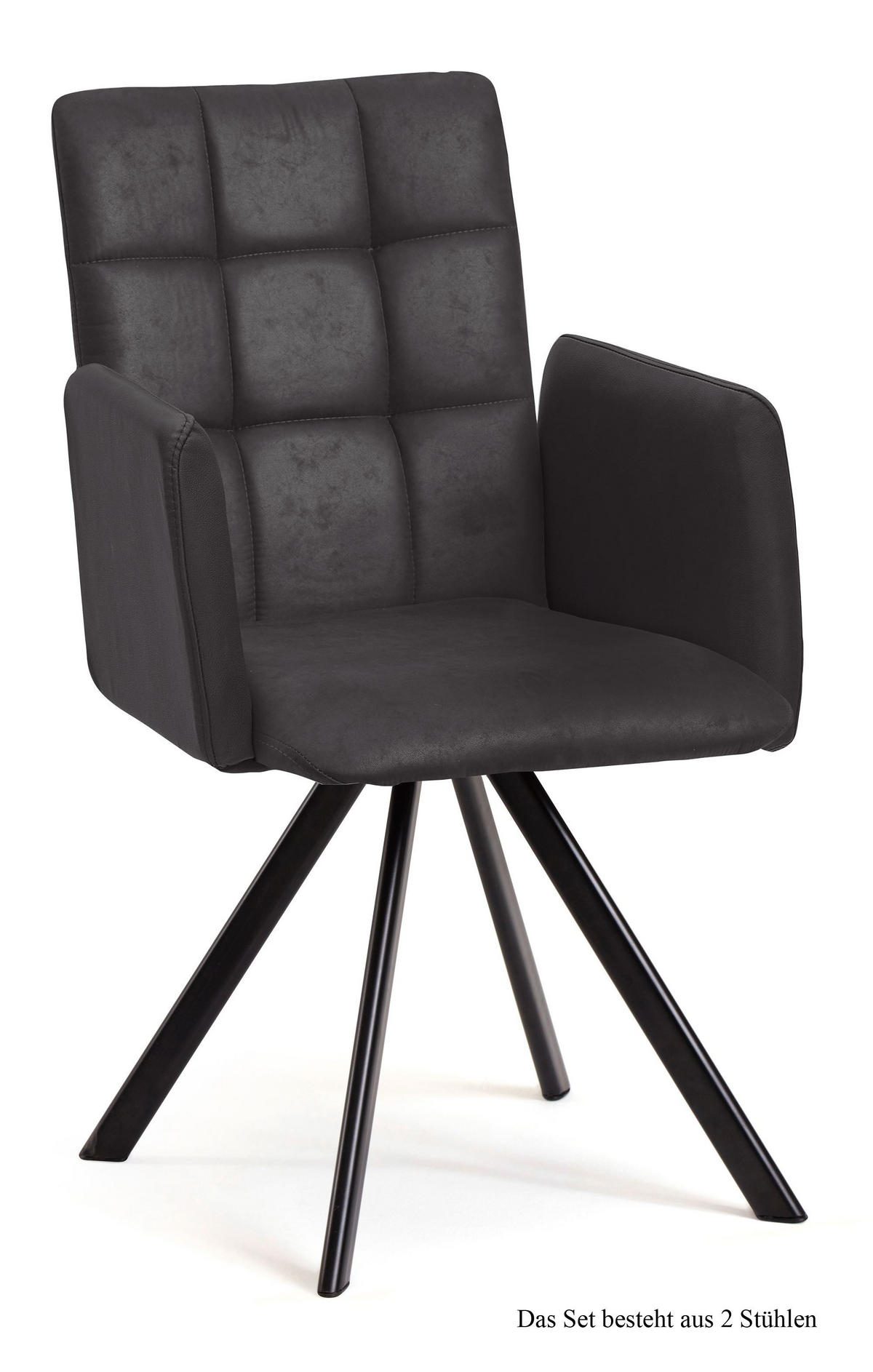 ARMLEHNSTUHL (2er-Set) Dayle 52x91x60 Schwarz/Anthrazit - Anthrazit/Schwarz, Kunststoff (60/91/52cm) - 58aufmkessel