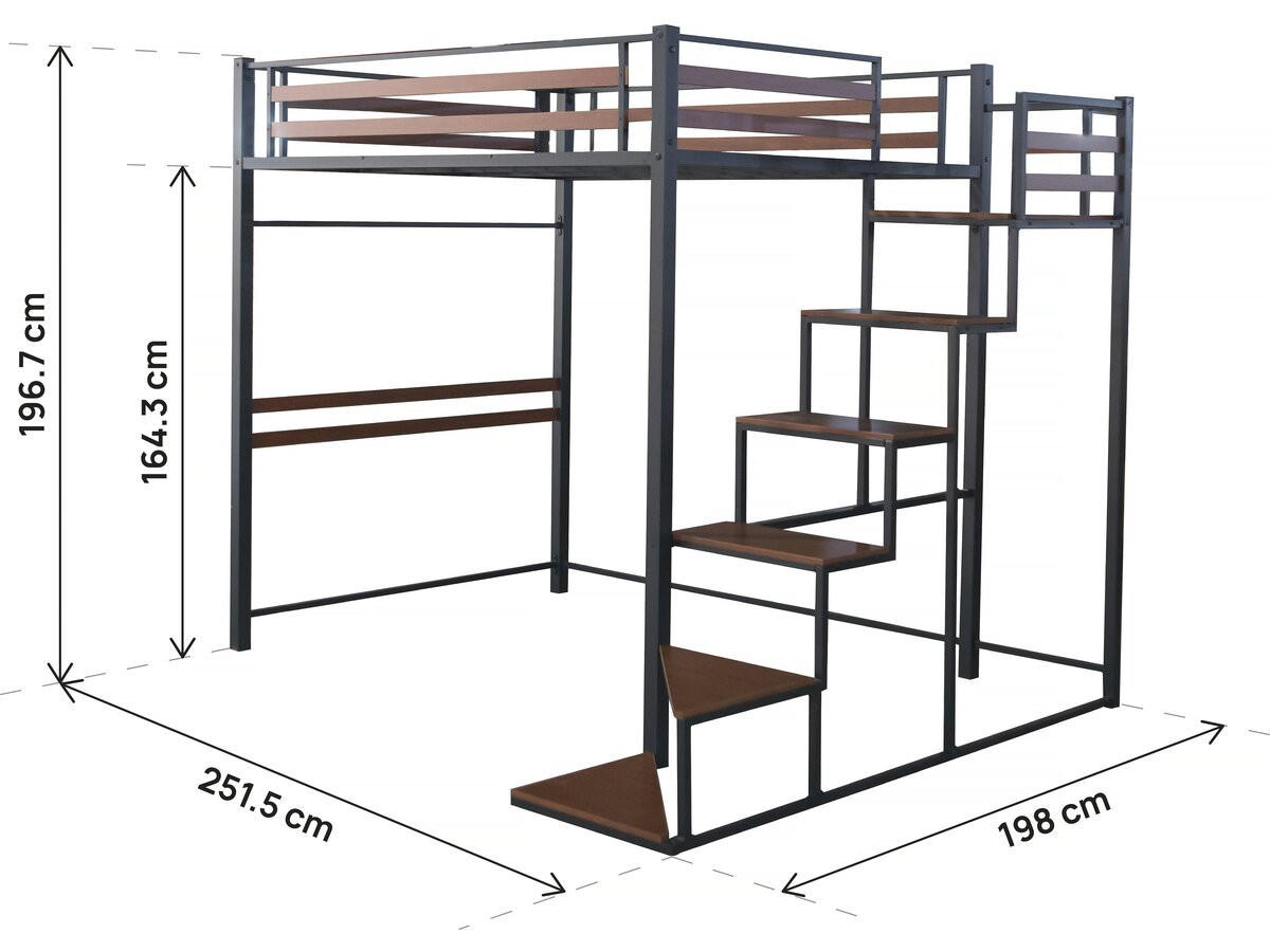 ETAGENBETT lena Schwarz - Schwarz, Metall (190/140cm) - Habitat Garten