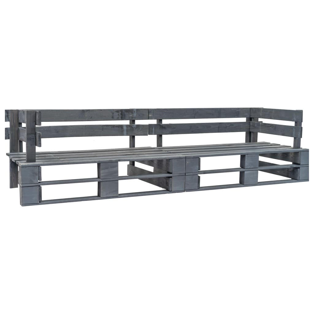 GARTEN-PALETTENSOFA 2-Sitzer Grau Holz - Grau, Holz (220/55/66cm)