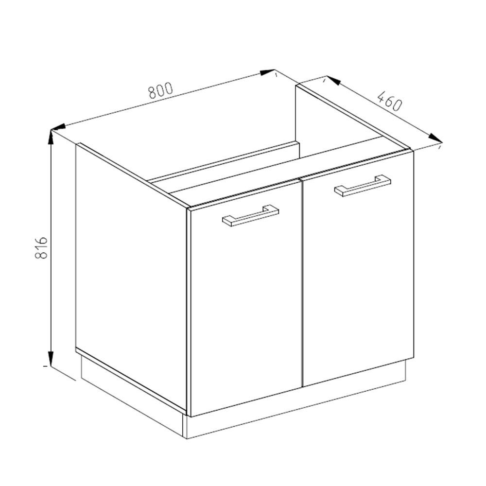 SPÜLENUNTERSCHRANK R-Line Grau 80 cm, AP Anthrazit - Weiß/Braun, Holzwerkstoff (80/81.6/60cm) - Vicco