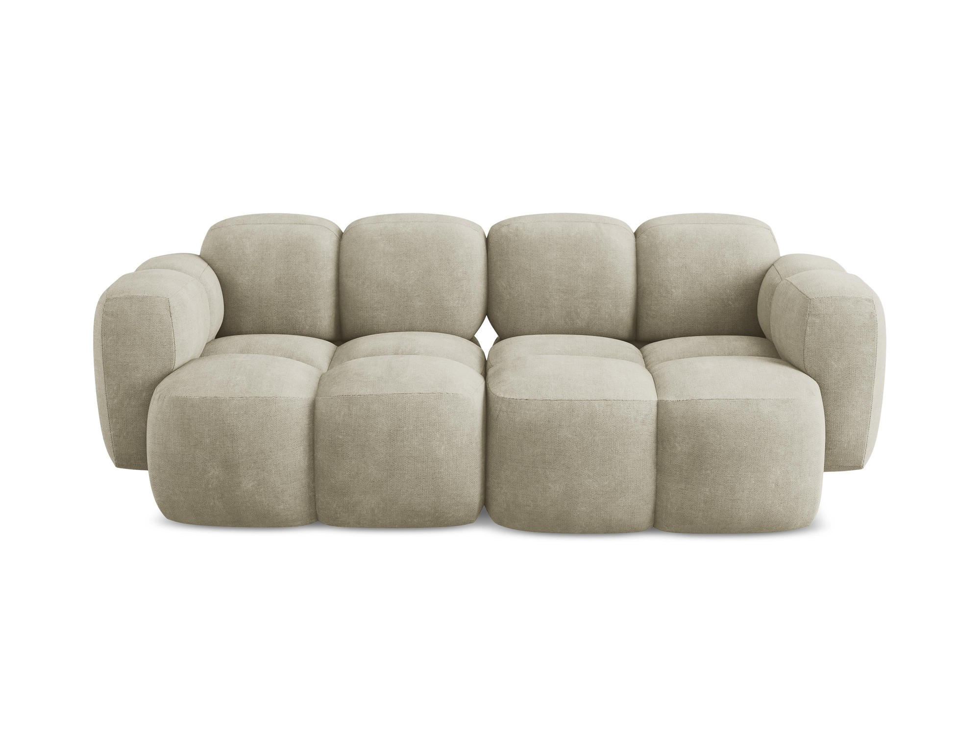 2-SITZER SOFA Chenille Stoff Beige - Beige/Schwarz, Holzwerkstoff/Kunststoff (210/72/115cm) - Makamii