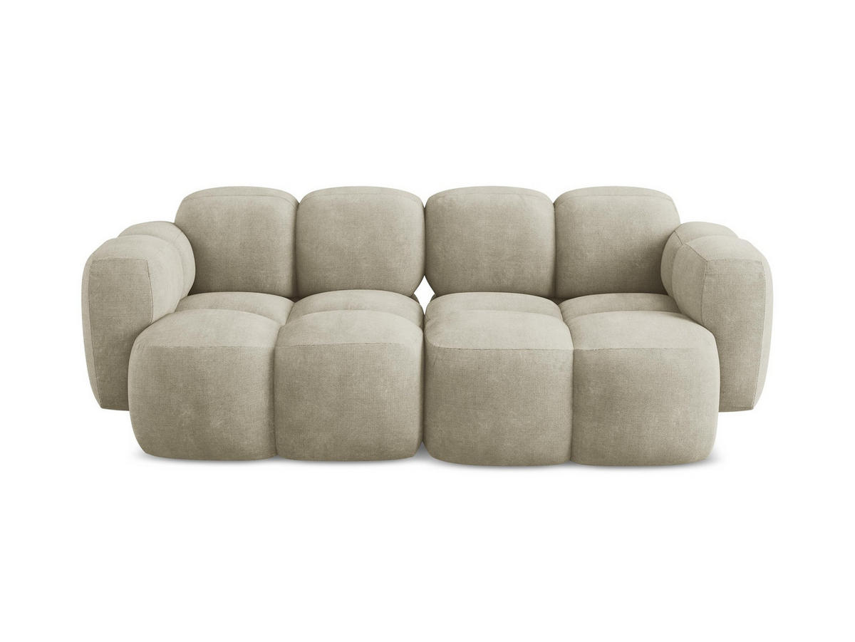 2-SITZER SOFA Chenille Stoff Beige - Beige/Schwarz, Holzwerkstoff/Kunststoff (210/72/115cm) - Makamii