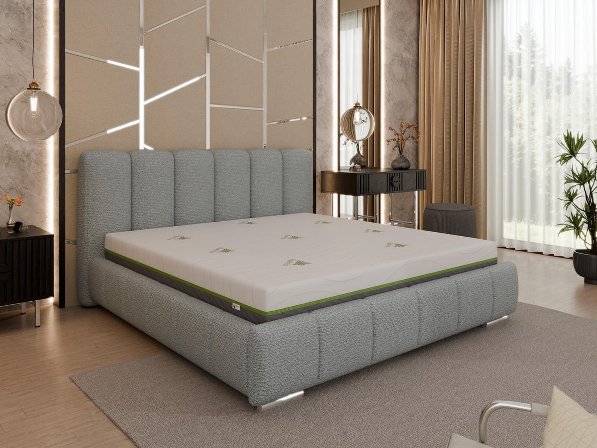 POLSTERBETT Zaira 180 x 200 cm mit Bettkasten und Lattenrost taschenfederkernmatratze mit kokos 21cm - dunkelgrau - Dunkelgrau, Holz (180/200cm) - Panda Möbel