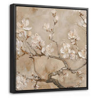 LEINWAND Bilder mit Rahmen - Blumen - Modern - Beige - Weiß - Blüte - 20x20 - Beige, Textil (20/20cm) - MuchoWow
