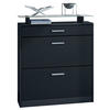 SCHUHSCHRANK Loret Front in Schwarz matt - Schwarz, Holzwerkstoff (89/104/23cm) - Vladon