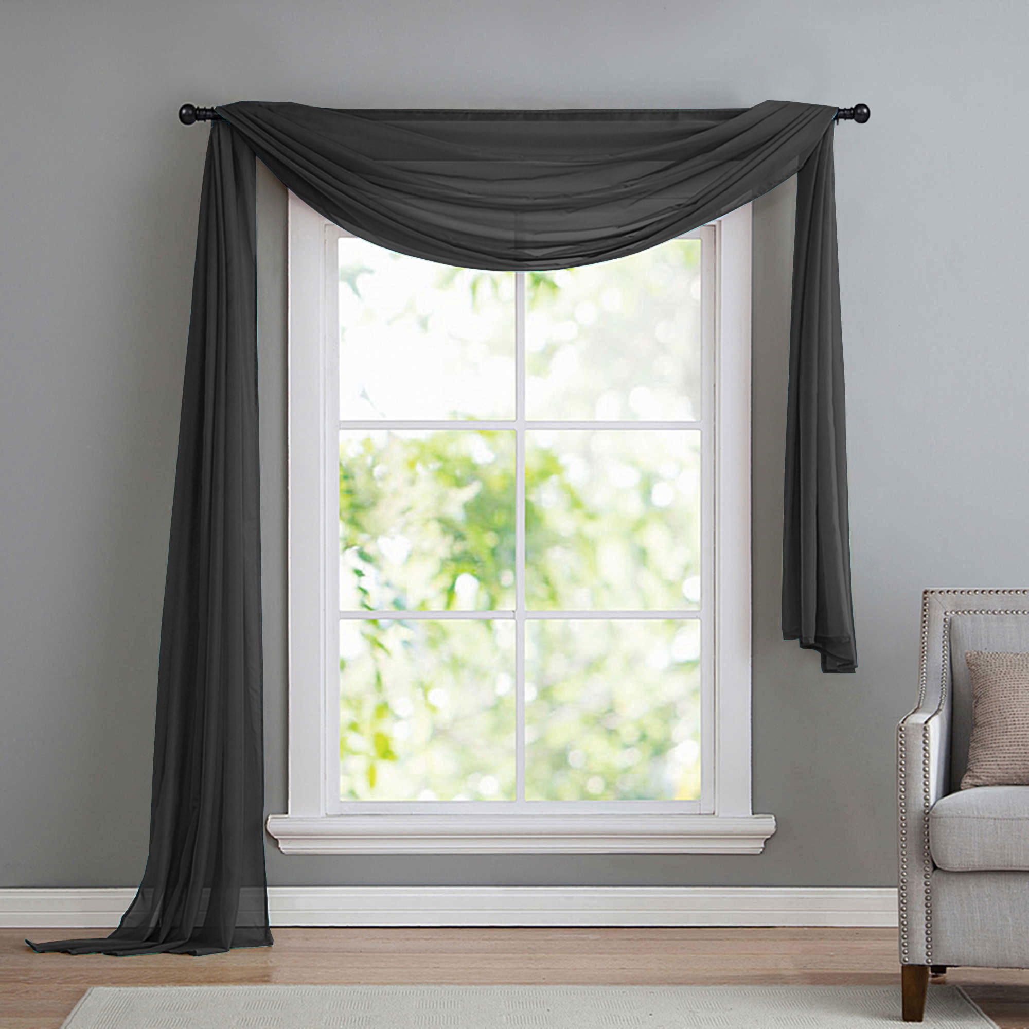 QUERBEHANG 1ER SET HxB 140x600 Schwarz - Schwarz, Textil (140/600cm) - Gardinenbox