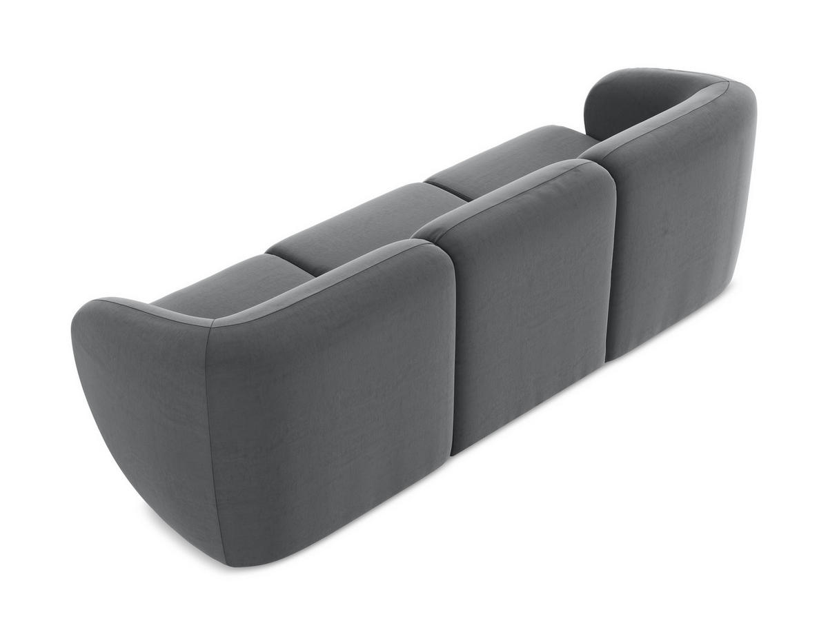 3-SITZER SOFA Samt Stoff Grau - Edelstahlfarben/Schwarz, Holzwerkstoff/Kunststoff (244/75/94cm) - Makamii
