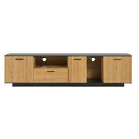TV-LOWBOARD Var LED Schwarz-Naturfarben 180/37/45 cm - Schwarz, Holzwerkstoff (180/45/37cm) - PANGIVO