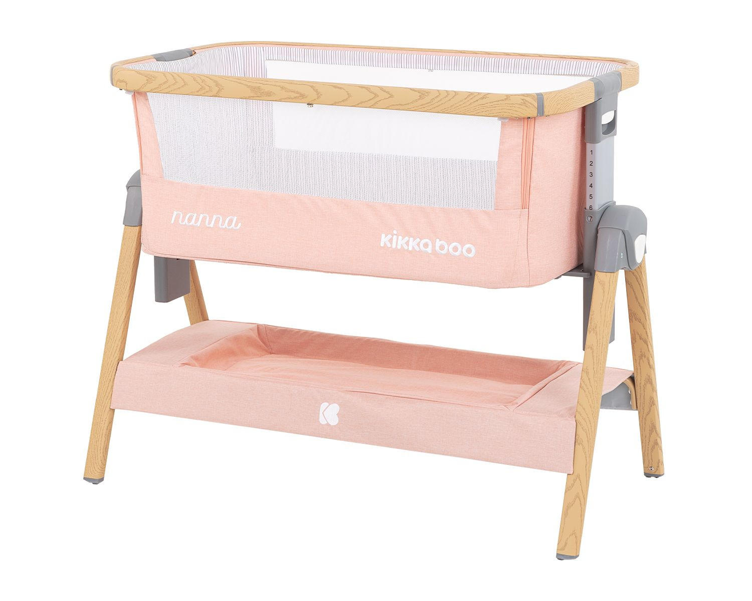 BEISTELLBETT Nanna pink 100 x 48 cm, Laufstall, Anti-Reflux, Moskitonetz, 7-fach verstellbar - Rosa, Metall (45/95cm) - Kikka boo