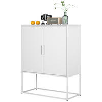 SIDEBOARD 40/85/109 cm weiß aus Stahl mit Magnettüren und Kippsicherung - Weiß, Metall (85/109/40cm) - OKWISH