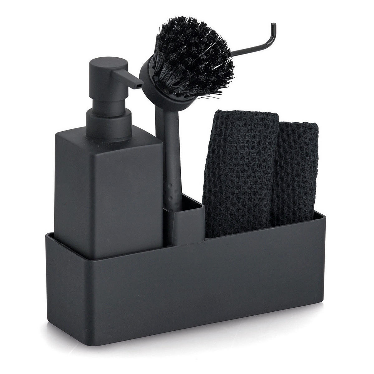 SPÜL-ORGANIZER Spülmittelspender 20,2/7/20 cm - Schwarz, Kunststoff (7/20/20.2cm) - ZELLER