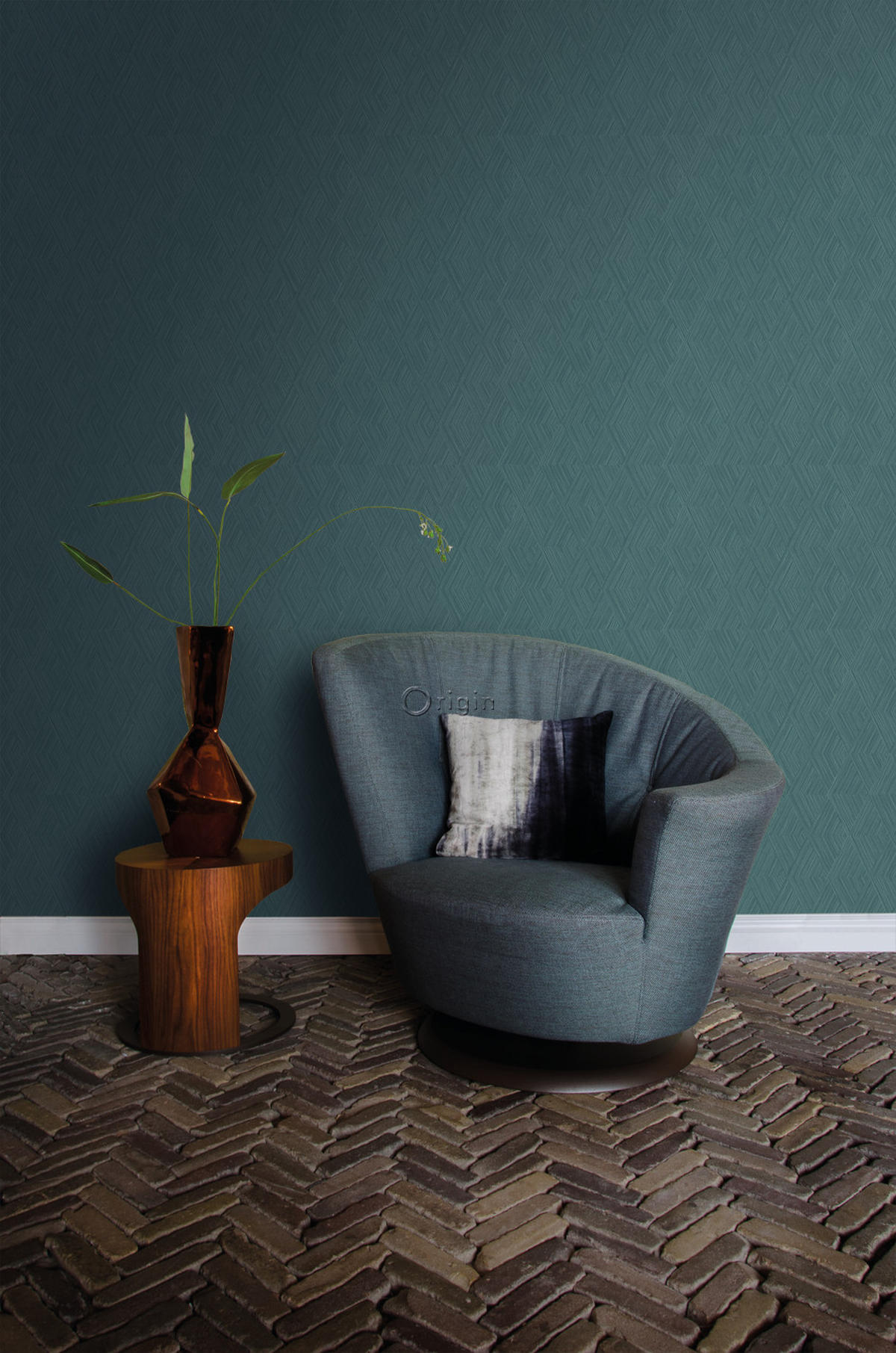 TAPETE 3D-Muster 50 x 900 cm - Blau, Papier (50/900cm) - Origin Wallcoverings