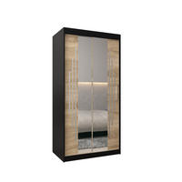 SCHWEBETÜRENSCHRANK 200/100/62 2-türig - Silberfarben/Schwarz, Holz/Kunststoff (100/200/62cm) - Abiks Möbel