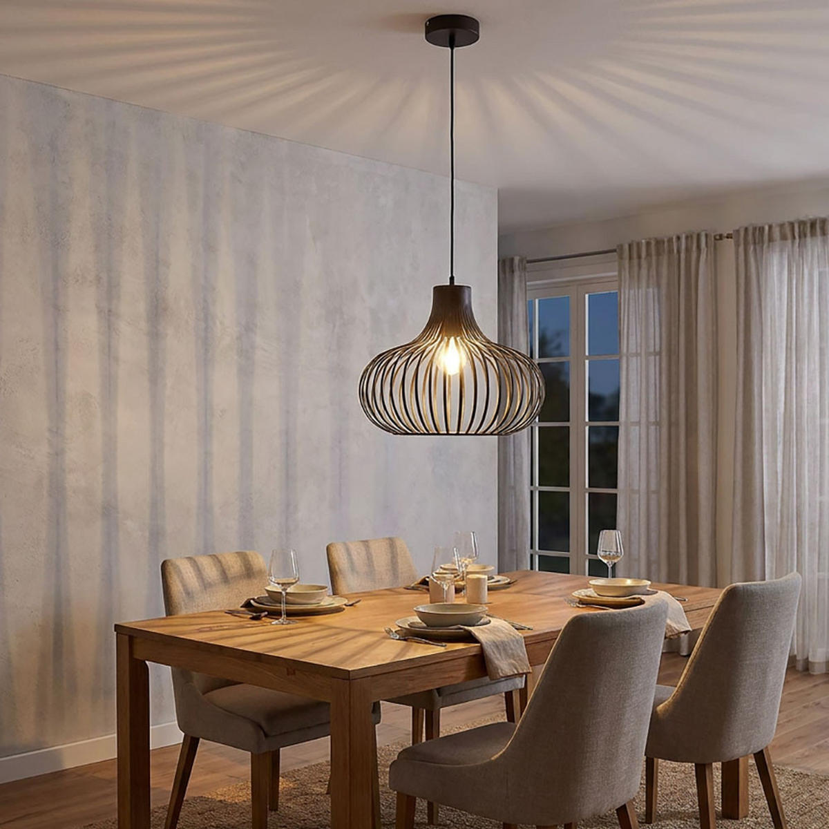 LED PENDELLEUCHTE MATEO, Metall, rostfarben matt - Bronzefarben, Metall (40/40/150cm) - Globo Lighting