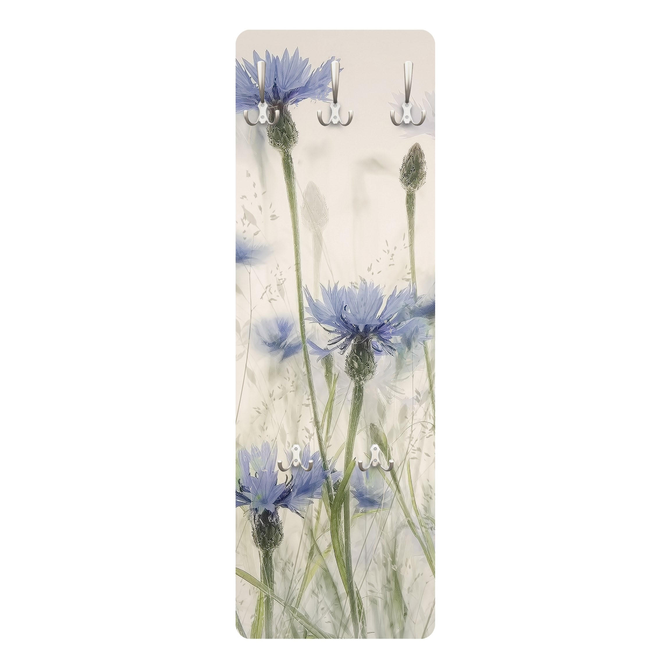 WANDGARDEROBE - Kornblumen und Gräser im Feld 34/105 cm - Violett, Holzwerkstoff (34/105/1.6cm) - Bilderwelten