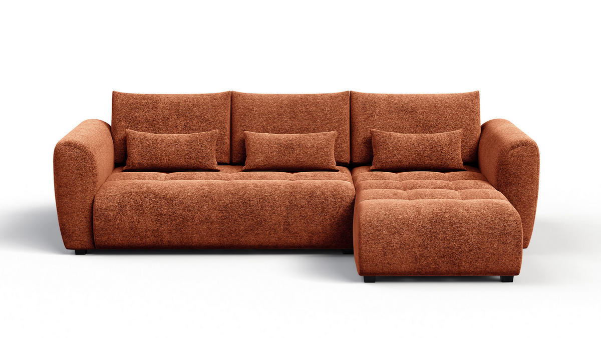 ECKSOFA SORENO 4-Sitzer, orange - Schwarz/Orange, Holz/Textil (293/171cm) - Courtois Laville